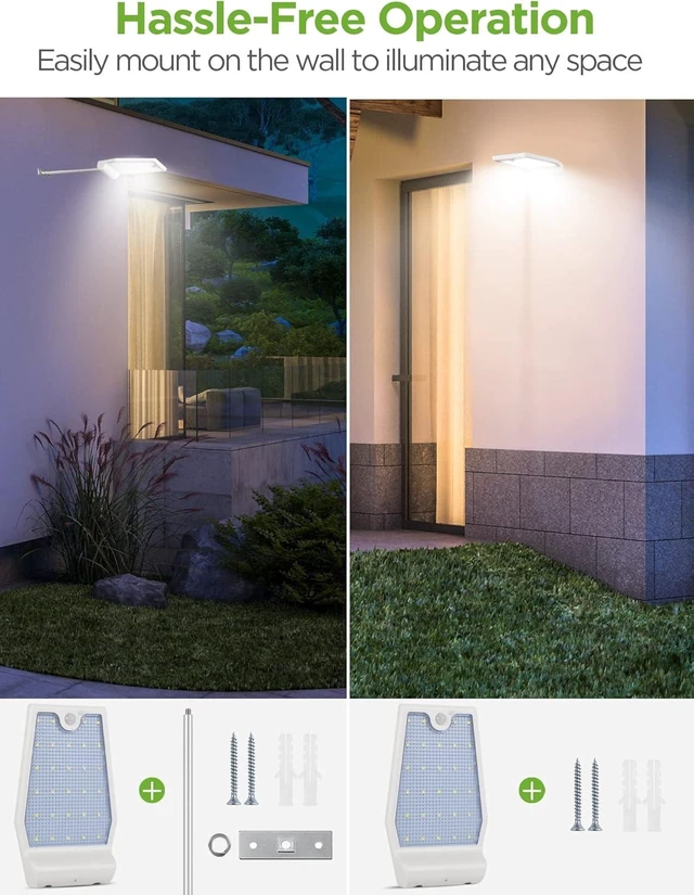 Alt view image 14 of 14 - InnoGear Solar Gutter Lights Outdoor Waterproof, 29 LED Motion Sensor Lighting with 4 Modes, Mounting Pole for Security Wall Fence Yard Barn Porch Garage, Pack of 2