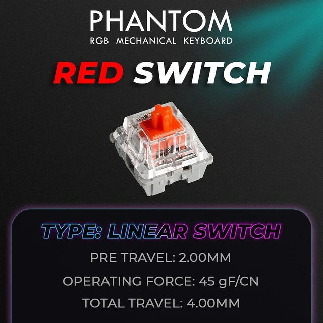 Alt view image 10 of 14 - TECWARE Phantom+ 87 Mechanical Gaming Keyboard | RGB LED Backlit | Hot Swappable Wraith Red Switches | 87 Key TKL Layout | Thocky Sound Profile | Detachable USB-C Wired | Black