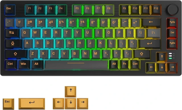 Alt view image 8 of 14 - DAREU EK75PRO Wireless 75% RGB Hot-Swappable Mechanical Gaming Keyboard with Knob,2.4Ghz/BT5.1/USB-C Connectivity, 81 Keys Gasket Mount, PBT Keycaps&Linear Dream Switch for Win/MAC