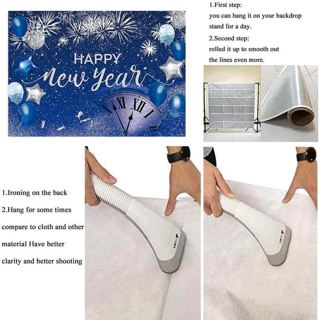 Alt view image 14 of 14 - Blue Happy New Year Backdrop 2026 New Year Eve Party Photography Background Fireworks Navy Blue Silver Glitter Sequin New Years Party Decor Supplies Banner Gift Ideas Favor 8X6FT