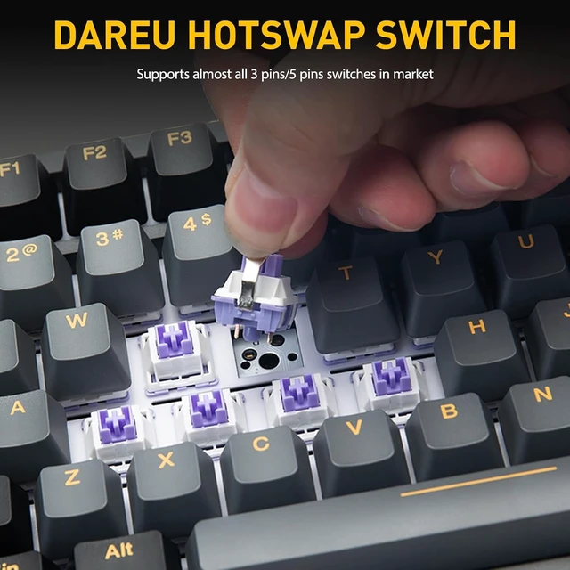 Alt view image 11 of 14 - DAREU EK75PRO Wireless 75% RGB Hot-Swappable Mechanical Gaming Keyboard with Knob,2.4Ghz/BT5.1/USB-C Connectivity, 81 Keys Gasket Mount, PBT Keycaps&Linear Dream Switch for Win/MAC