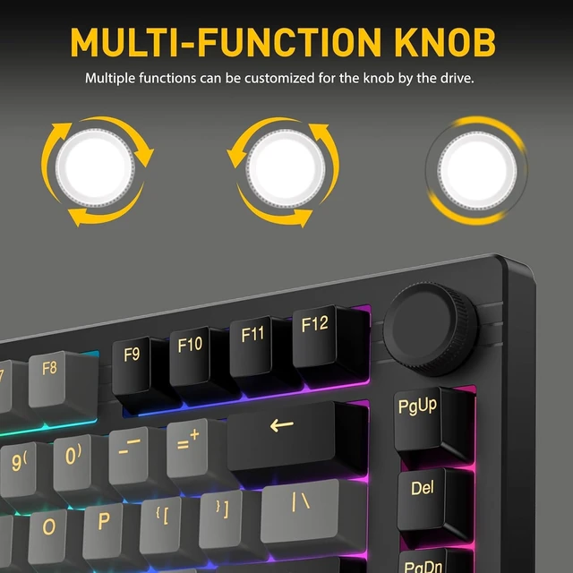 Alt view image 13 of 14 - DAREU EK75PRO Wireless 75% RGB Hot-Swappable Mechanical Gaming Keyboard with Knob,2.4Ghz/BT5.1/USB-C Connectivity, 81 Keys Gasket Mount, PBT Keycaps&Linear Dream Switch for Win/MAC