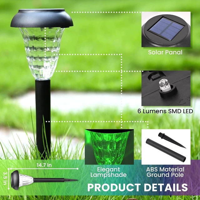 Alt view image 14 of 14 - TISEJOY Solar Pathway Lights Outdoor Waterproof 12 Pack Color Changing Garden Light for Yard Patio Driveway Walkway Lawn Landscape Lighting for Outdoor 4th of July Decorations