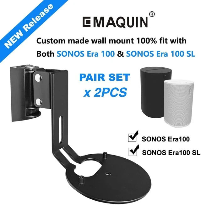 Alt view image 8 of 12 - Wall Mounts Brackets-Pair Set(2PCS) for Sonos Era 100/Era 100 SL Speaker(Include 2PCS,Swivel&Tilt,Sturdy Metal,Enduring Paint Coating,Compatible with Sonos Era 100/Era 100 SL,Pair,Black)