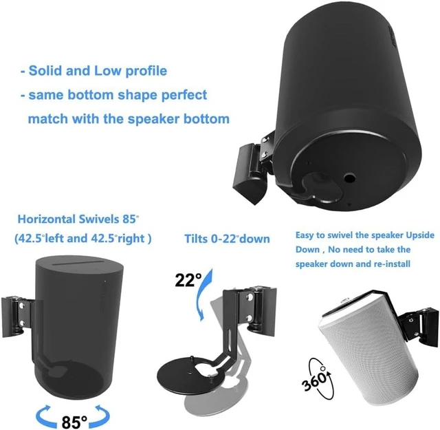 Alt view image 10 of 12 - Wall Mounts Brackets-Pair Set(2PCS) for Sonos Era 100/Era 100 SL Speaker(Include 2PCS,Swivel&Tilt,Sturdy Metal,Enduring Paint Coating,Compatible with Sonos Era 100/Era 100 SL,Pair,Black)