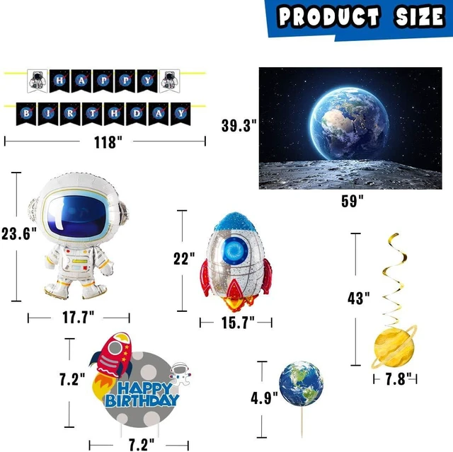 Alt view image 10 of 14 - Outer Space Party Supplies, 87Pcs Party Decorations - Rocket Balloons, Solar System Swirl Decorations, Cupcake Toppers, Astronaut Birthday Banner, Backdrops