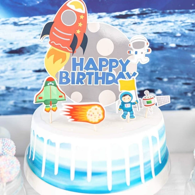 Alt view image 12 of 14 - Outer Space Party Supplies, 87Pcs Party Decorations - Rocket Balloons, Solar System Swirl Decorations, Cupcake Toppers, Astronaut Birthday Banner, Backdrops