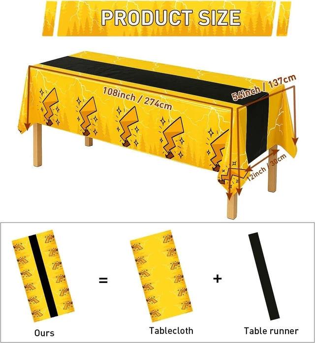 Alt view image 9 of 14 - 16Pcs 2in1 Yellow Cartoon Birthday Party Decorations Tablecloth, 54" x 108" Table Cloth Disposable Rectangle Plastic Table Cover for Kids Baby Shower Party Supplies