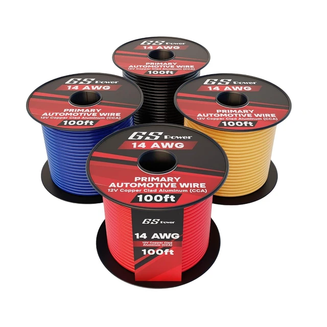 Alt view image 8 of 14 - GS Power 400ft CCA 14 Gauge Wire Automotive, 100ft Spool, 4 Colors, 14 AWG 12v, Speaker Electrical Wire Low Voltage Primary for Car Stereo Audio Trailer Harness Hookup Wiring DIY