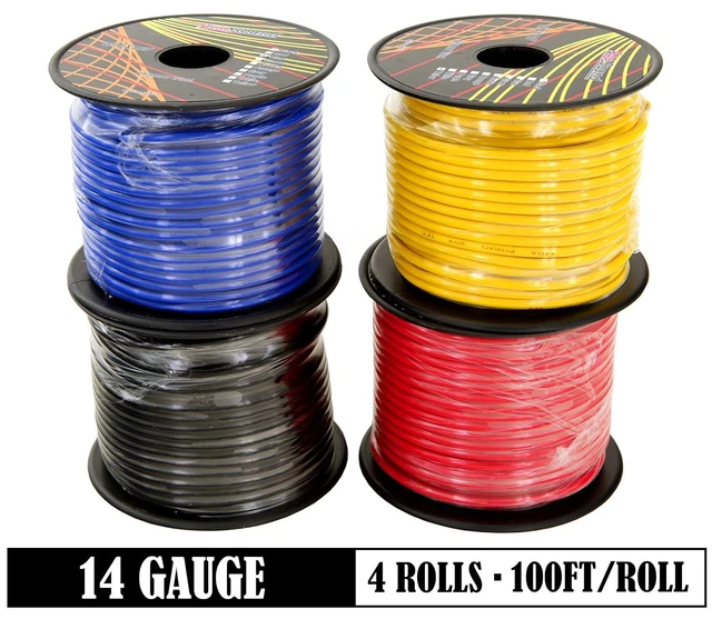 Alt view image 9 of 14 - GS Power 400ft CCA 14 Gauge Wire Automotive, 100ft Spool, 4 Colors, 14 AWG 12v, Speaker Electrical Wire Low Voltage Primary for Car Stereo Audio Trailer Harness Hookup Wiring DIY