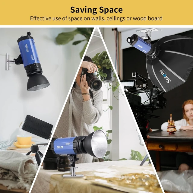 Alt view image 11 of 14 - Meking Overhead Camera Wall Mount, 3.34 inch Baby Wall Plate with 1/4 and 3/8 Screw Photography Ceiling Mount for Video Studio Lighting, Strobe Light, Ring Light, Softbox, Flash