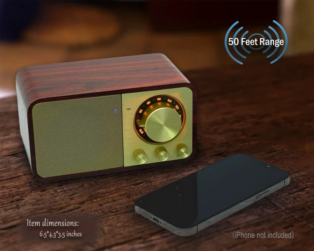 Alt view image 12 of 14 - FM Radio with Bluetooth Retro Bluetooth Speaker Vintage Radio with SD/USB Memory Music Player Function, Wireless Streaming from Smartphone, Up to 10 Hours Playback (Walnut)