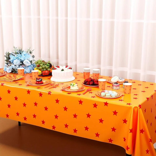 Alt view image 11 of 12 - Oudain 170 Pcs Anime Tableware Set Anime Theme Party Supplies 24 Sets Yellow and Red Stars Print Disposable Plates Napkin Cup Fork Knife Spoon Tablecloth for Anime Party Decorations