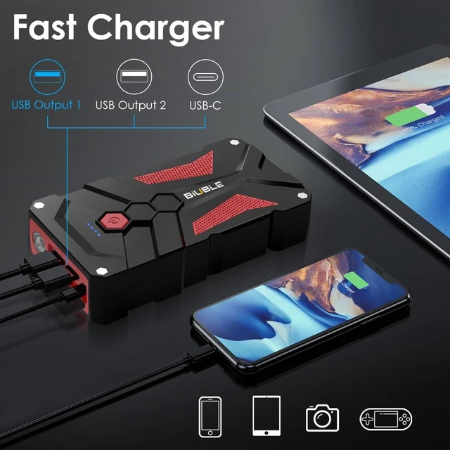 Alt view image 9 of 12 - Jump Starter Car Jump Starter Auto Battery Booster Pack 5000A Peak 12V with USB-C Quick Charge,Lithium Jump Box with LED Light(Up to 7.0L Gas or 5.5L Diesel Engine)
