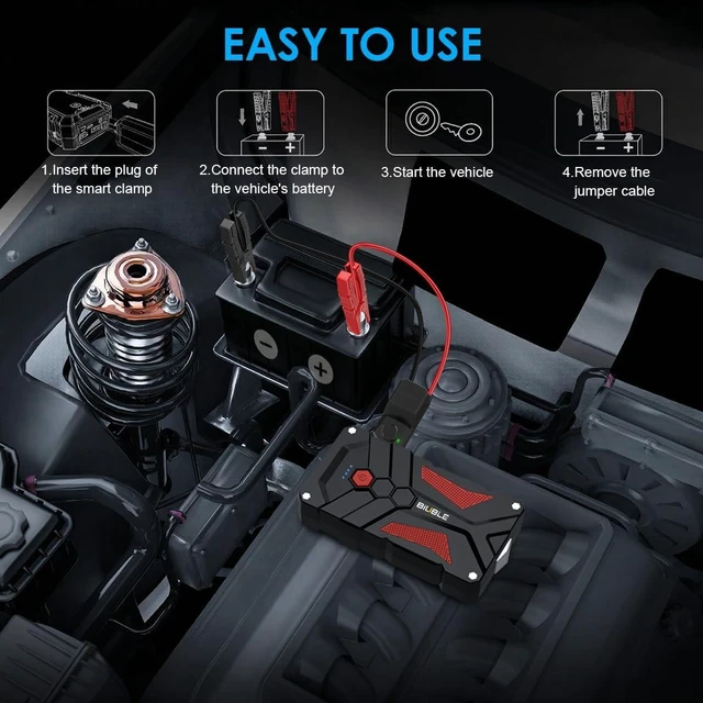 Alt view image 10 of 12 - Jump Starter Car Jump Starter Auto Battery Booster Pack 5000A Peak 12V with USB-C Quick Charge,Lithium Jump Box with LED Light(Up to 7.0L Gas or 5.5L Diesel Engine)