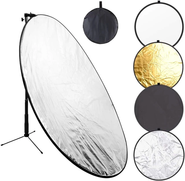 Alt view image 7 of 12 - 43 Inch/110 Centimeter Light Reflector 5-in-1 Collapsible Photography Reflectors kit with Metal Clamp and Light Stand for Studio Lighting Outdoor Shooting (Silver/Gold/White/Black/Translucent)