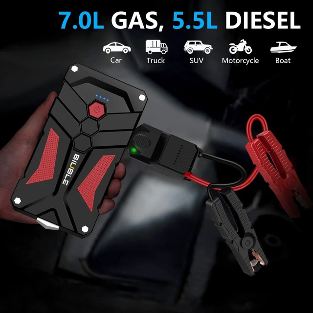 Alt view image 8 of 12 - Jump Starter Car Jump Starter Auto Battery Booster Pack 5000A Peak 12V with USB-C Quick Charge,Lithium Jump Box with LED Light(Up to 7.0L Gas or 5.5L Diesel Engine)