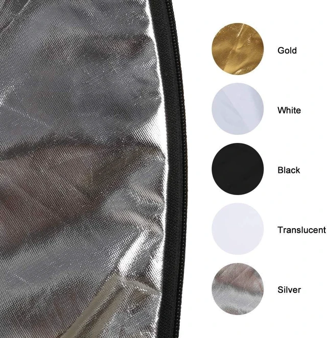 Alt view image 9 of 12 - 43 Inch/110 Centimeter Light Reflector 5-in-1 Collapsible Photography Reflectors kit with Metal Clamp and Light Stand for Studio Lighting Outdoor Shooting (Silver/Gold/White/Black/Translucent)