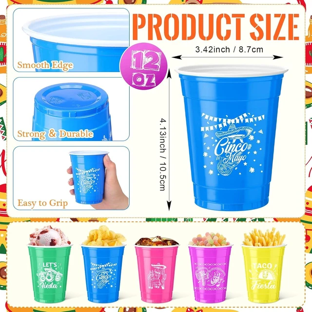 Alt view image 10 of 12 - Vesici 100 Pcs 12oz Fiesta Graduation Party Decorations Disposable Plastic Cups Mexican Graduation Drinking Cups Taco Bout a Grad Party Supplies for Birthday