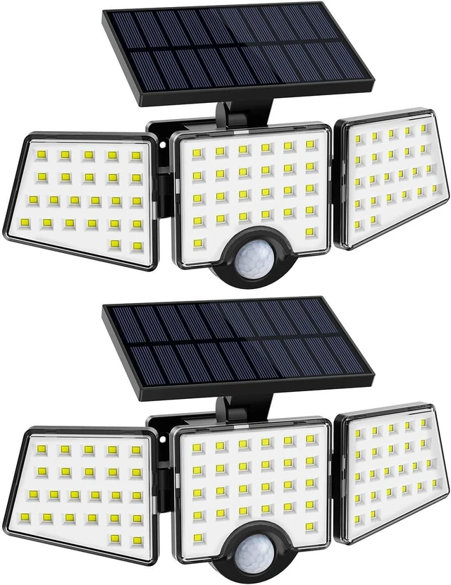 Alt view image 8 of 14 - LE Solar Lights for Outside, Solar Lights Outdoor with Motion Sensor, WL4000 High Brightness, 3 Adjustable Heads 270° Wide Lighting Angle, IP65 Waterproof, Wireless Wall Lamp for Yard Garage, 2 Packs