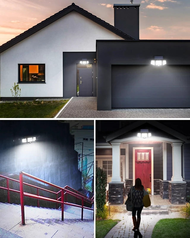 Alt view image 14 of 14 - LE Solar Lights for Outside, Solar Lights Outdoor with Motion Sensor, WL4000 High Brightness, 3 Adjustable Heads 270° Wide Lighting Angle, IP65 Waterproof, Wireless Wall Lamp for Yard Garage, 2 Packs