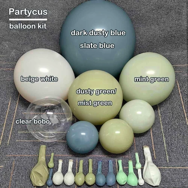 Alt view image 10 of 14 - Blue Green Balloon Arch Kit Double Stuffed Dusty Light Green Slate Blue White Pastel Olive Balloon Garland with Clear Bobo for Baby Shower Bridal Wedding Birthday Gender Reveal Goose Party Decor