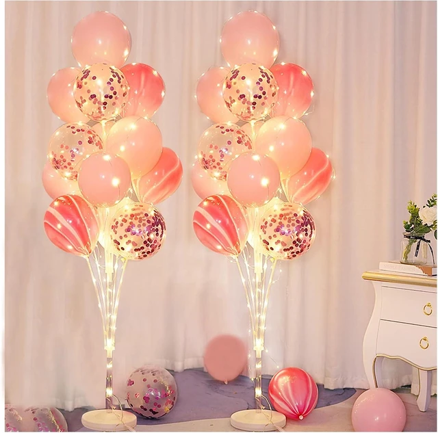 Alt view image 8 of 14 - 2 Sets Balloon Arch Stand with Base and String Light + 26pcs Balloons,Balloon Column Stand Kit for Floor Decorations for Baby Shower Graduation Birthday Halloween Wedding Party