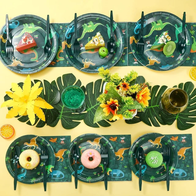 Alt view image 10 of 12 - Yingzhao 240 Pcs Three Rex Birthday Decorations Boy Party Set, 3 Rex Birthday Decorations Boys, Serves 40 Guests, for Dinosaur Theme 3rd Party Supplies