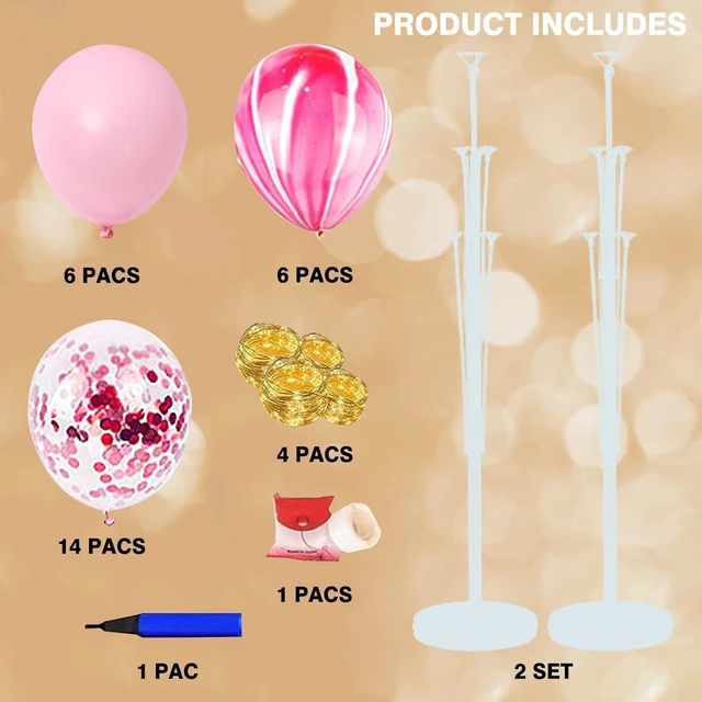 Alt view image 12 of 14 - 2 Sets Balloon Arch Stand with Base and String Light + 26pcs Balloons,Balloon Column Stand Kit for Floor Decorations for Baby Shower Graduation Birthday Halloween Wedding Party
