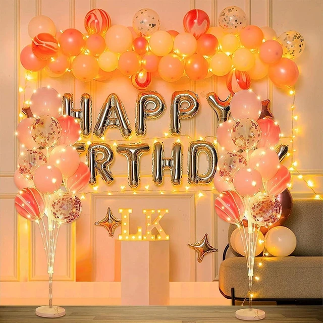 Alt view image 14 of 14 - 2 Sets Balloon Arch Stand with Base and String Light + 26pcs Balloons,Balloon Column Stand Kit for Floor Decorations for Baby Shower Graduation Birthday Halloween Wedding Party