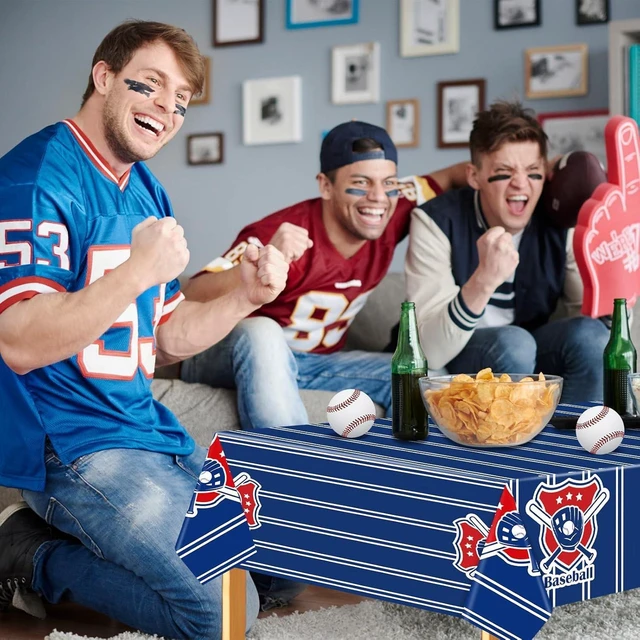 Alt view image 11 of 14 - Mixweer 12 Pcs Baseball Plastic Tablecloth Birthday Party Decorations 54 x 108 Inch Baseball Field Rectangular Plastic Table Cover for Sports Theme Fan Sports Event Game Day Birthday Party Supplies