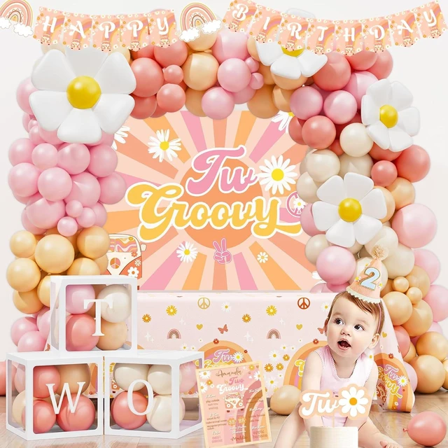 Alt view image 10 of 12 - YJDFWAUT Two Groovy Party Decorations, Two Groovy Birthday Party Supplies, Daisy Groovy 2nd Birthday Décor, Daisy Boho Rainbow Second Bday Decor for Baby Girl
