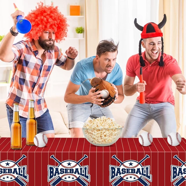 Alt view image 12 of 14 - Mixweer 12 Pcs Baseball Plastic Tablecloth Birthday Party Decorations 54 x 108 Inch Baseball Field Rectangular Plastic Table Cover for Sports Theme Fan Sports Event Game Day Birthday Party Supplies