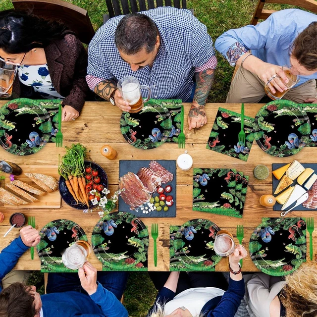 Alt view image 14 of 14 - 50 Guests Reptile Snake Party Plates and Napkins Party Supplies Jungle Swamp Snake Turtle Birthday Party Decorations Disposable Tableware Set Lizard Baby Shower Dinnerware Favor for Kids, 200PCS