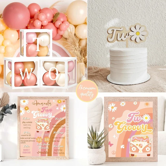 Alt view image 12 of 12 - YJDFWAUT Two Groovy Party Decorations, Two Groovy Birthday Party Supplies, Daisy Groovy 2nd Birthday Décor, Daisy Boho Rainbow Second Bday Decor for Baby Girl