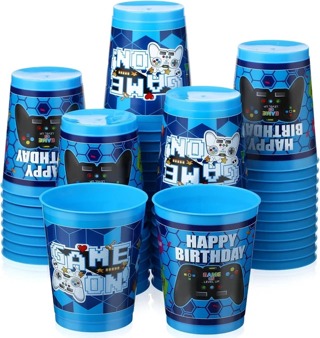 Alt view image 8 of 14 - Cholemy 50 Pcs Video Game Plastic Cups 12 oz Reusable Stadium Cups for Gaming Party Favors Level Up Gamer Drinking Tumblers Birthday Party Decorations Supplies