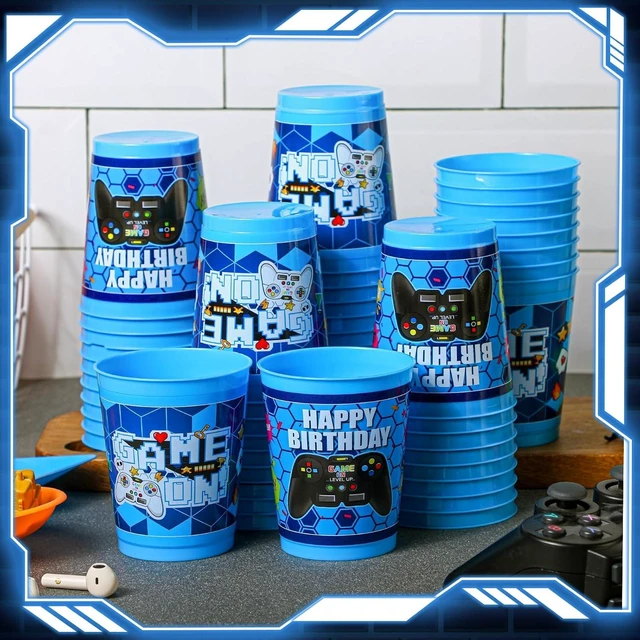 Alt view image 14 of 14 - Cholemy 50 Pcs Video Game Plastic Cups 12 oz Reusable Stadium Cups for Gaming Party Favors Level Up Gamer Drinking Tumblers Birthday Party Decorations Supplies