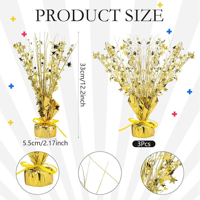 Alt view image 10 of 12 - Crowye 6 Pcs Metallic Foil Spray Centerpiece Party Star Decoration Table Decor for Birthday Wedding Graduation Bachelorette Spring Party Holiday(Gold,Small Star)