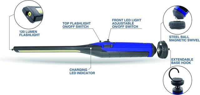 Alt view image 9 of 12 - Astro Pneumatic Tool 65SL 650 Lumen Rechargeable LED Slim Light W/Top Flashlight
