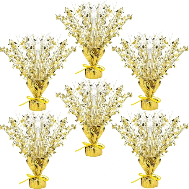 Alt view image 7 of 12 - Crowye 6 Pcs Metallic Foil Spray Centerpiece Party Star Decoration Table Decor for Birthday Wedding Graduation Bachelorette Spring Party Holiday(Gold,Small Star)