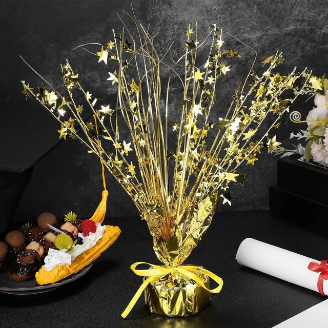 Alt view image 8 of 12 - Crowye 6 Pcs Metallic Foil Spray Centerpiece Party Star Decoration Table Decor for Birthday Wedding Graduation Bachelorette Spring Party Holiday(Gold,Small Star)