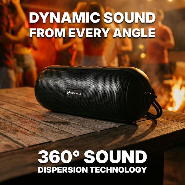 Alt view image 9 of 14 - Rockville RPB25 40W Peak/15W RMS Portable Bluetooth Speaker, TWS Stereo Pairing, USB/SD/Aux/FM, Micro USB Charging, Water-Resistant, for Outdoor and Indoor Use