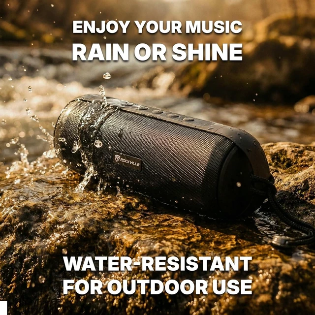 Alt view image 13 of 14 - Rockville RPB25 40W Peak/15W RMS Portable Bluetooth Speaker, TWS Stereo Pairing, USB/SD/Aux/FM, Micro USB Charging, Water-Resistant, for Outdoor and Indoor Use