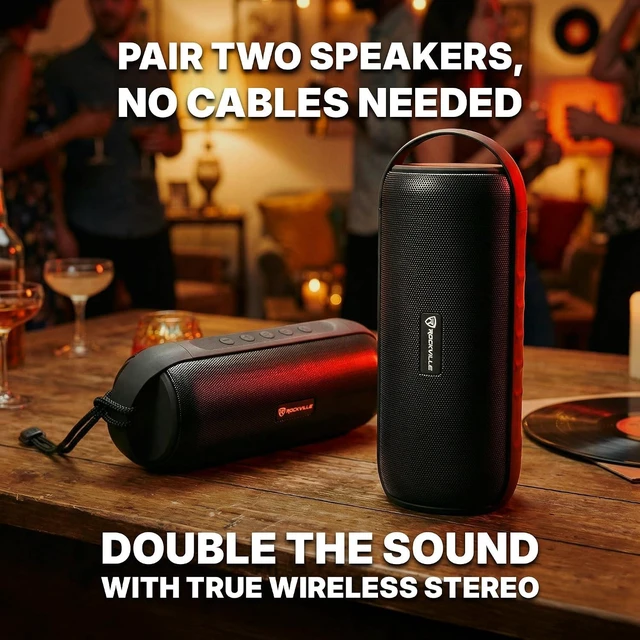 Alt view image 12 of 14 - Rockville RPB25 40W Peak/15W RMS Portable Bluetooth Speaker, TWS Stereo Pairing, USB/SD/Aux/FM, Micro USB Charging, Water-Resistant, for Outdoor and Indoor Use