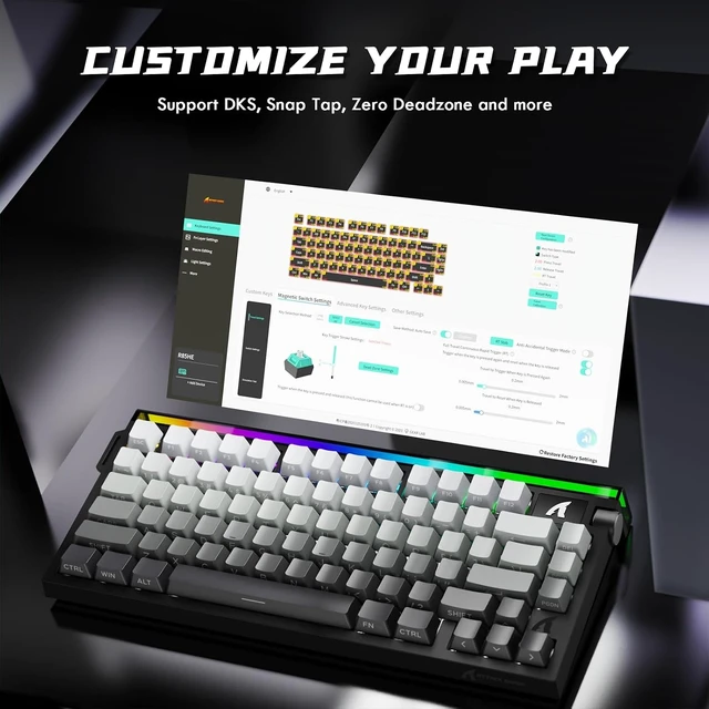 Alt view image 14 of 14 - ATTACK SHARK R85HE Wired 75% Hall Effect Rapid Trigger Mechanical RGB Gaming Keyboard with 8K Polling,0.05mm RT Accuracy,0.08MS Latency,Magnetic Switch,5 Layer Sound Damped,Driver for PC(Moonlight)
