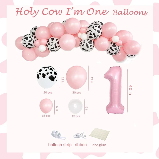 Alt view image 10 of 14 - Holy Cow I'm One Birthday Decorations, 1st Birthday Decorations Girl, Cow First Birthday Party Supplies Girl, Cow Print One Year Old Birthday Decorations, First Birthday Girl Decorations