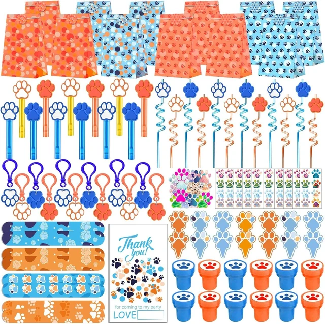 Alt view image 8 of 14 - 220PCS Blue and Orange Dog Paw Print Party Favors for Kids Theme Birthday Party Favors Decorations Supplies Goodie Bag Stuffer Pinata Filler Birthday Gifts