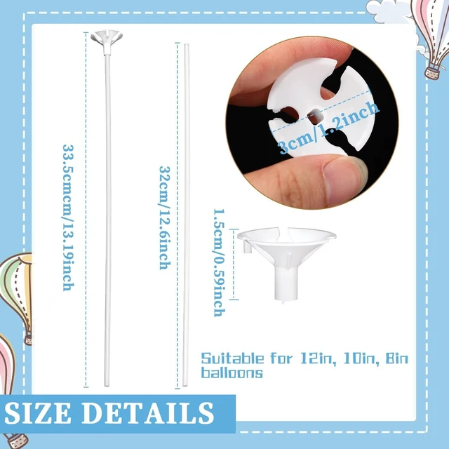 Alt view image 9 of 14 - Chivao 300 Pcs Balloon Sticks with Base Plastic Balloon Holder Sticks with Cup Stand for Birthday Wedding Mother's Day Graduation Prom Baby Shower Party Inflatable Decoration Supplies(White)