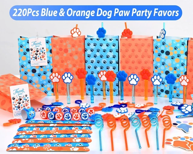 Alt view image 10 of 14 - 220PCS Blue and Orange Dog Paw Print Party Favors for Kids Theme Birthday Party Favors Decorations Supplies Goodie Bag Stuffer Pinata Filler Birthday Gifts