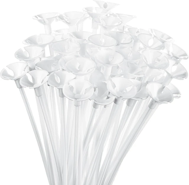 Alt view image 8 of 14 - Chivao 300 Pcs Balloon Sticks with Base Plastic Balloon Holder Sticks with Cup Stand for Birthday Wedding Mother's Day Graduation Prom Baby Shower Party Inflatable Decoration Supplies(White)